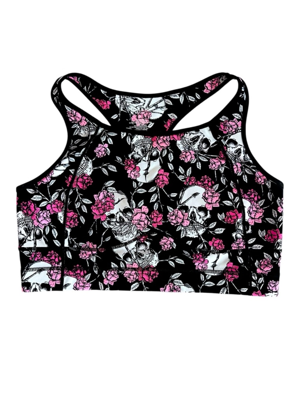 Torrid Racerback Sports Bra Women's Plus Size 2 Pink Floral Skulls Whimsigoth